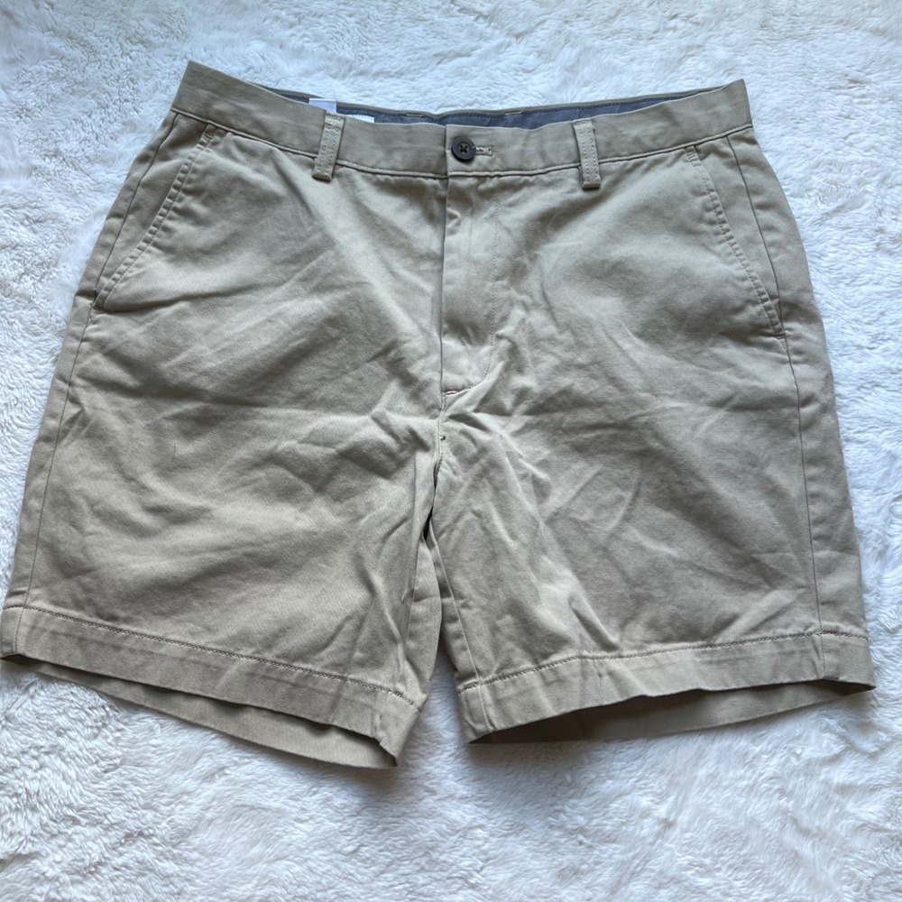 Amazon Essentials Mens Khaki Chino Shorts Tan Size 33 Stretch Cotton Twill NWOT
